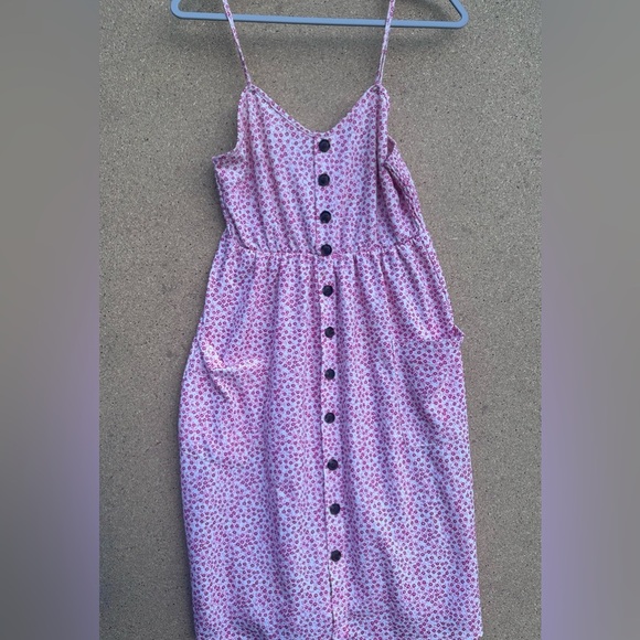 Pink Button Up Mini Summer Dress Size Medium - Picture 1 of 7